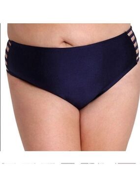 Lysa Swim bottoms Plus size Woman's 0X 14-16W navy blue with strappy sides